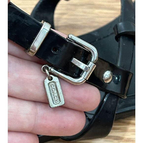 Coach Pansy Women Black Jelly Sandals Flats T-Strap Thong Flip Flops A0925 7B - Picture 3 of 6